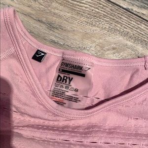 Pink gymshark cropped long sleeve gym shirt